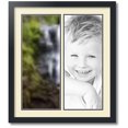thumbnail image 1 of ArtToFrames Collage Photo Picture Frame with 2 - 8x20" Openings, Framed in Black with Oyster and Black Mats (CDM-3926-1374), 1 of 8