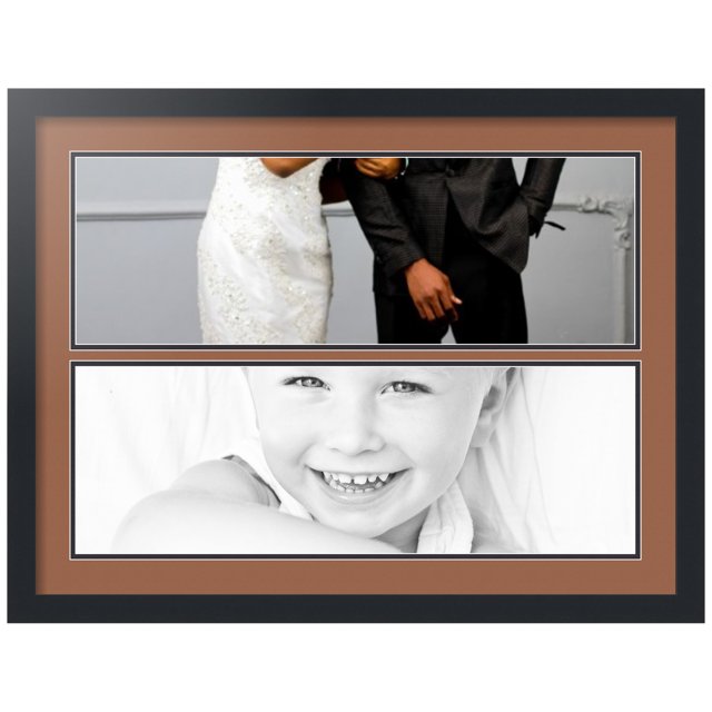 ArtToFrames Collage Photo Picture Frame with 2 - 8x24" Openings, Framed in Black with Paloma and Black Mats (CDM-3926-1578)