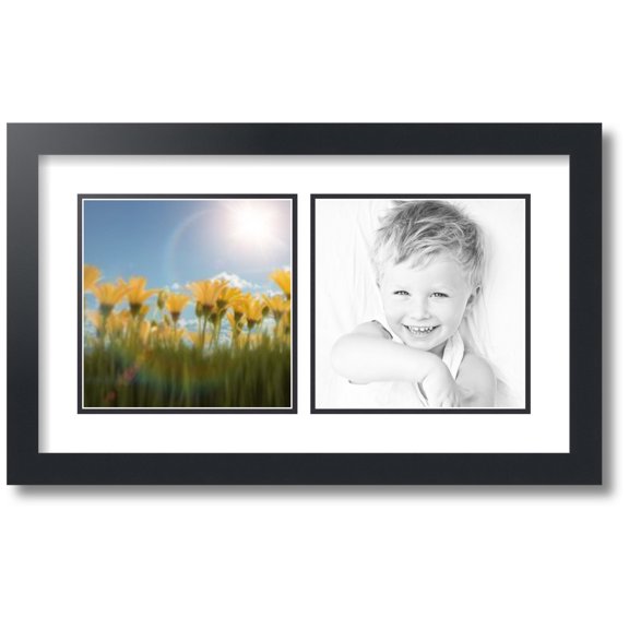 ArtToFrames Collage Photo Picture Frame with 2 - 8x8" Openings, Framed in Black with Crisp and Black Mats (CDM-3926-48)