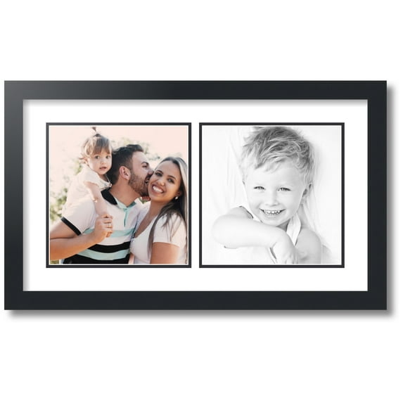 ArtToFrames Collage Photo Picture Frame with 2 - 9x9" Openings, Framed in Black with Crisp and Black Mats (CDM-3926-1527)
