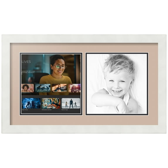 ArtToFrames Collage Photo Picture Frame with 2 - 9x9" Openings, Framed in White with Grey Beige and Black Mats (CDM-3966-1527)
