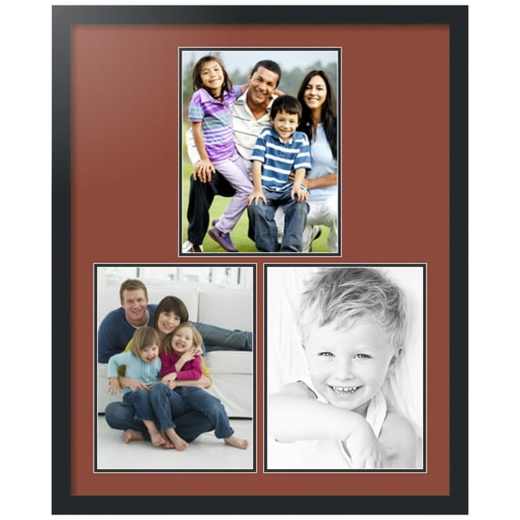 ArtToFrames Collage Photo Picture Frame with 3 - 10x13 Openings, Framed in Black with Cognac and Black Mats (CDM-3926-82)