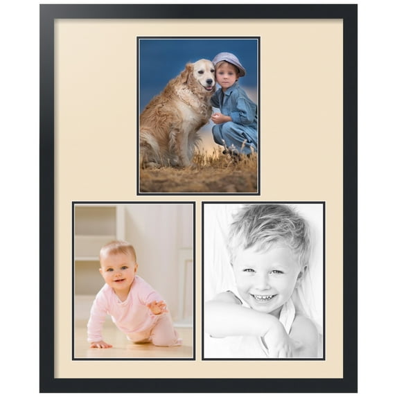 ArtToFrames Collage Photo Picture Frame with 3 - 10x13 Openings, Framed in Black with French Creme and Black Mats (CDM-3926-82)