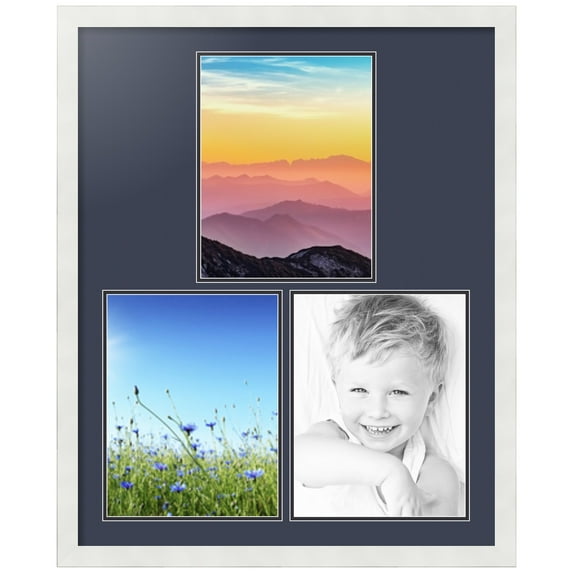 ArtToFrames Collage Photo Picture Frame with 3 - 10x13 Openings, Framed in White with Blue Jay and Black Mats (CDM-3966-82)