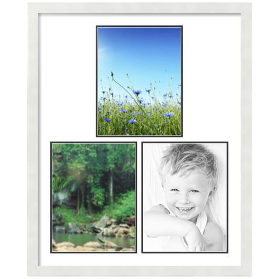 ArtToFrames Collage Photo Picture Frame with 3 - 10x13" Openings, Framed in White with Crisp and Black Mats (CDM-3966-1670)