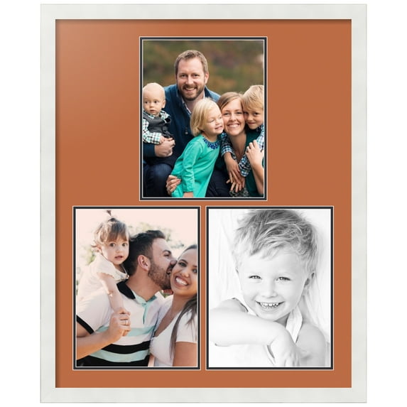 ArtToFrames Collage Photo Picture Frame with 3 - 10x13 Openings, Framed in White with Red Orange and Black Mats (CDM-3966-82)