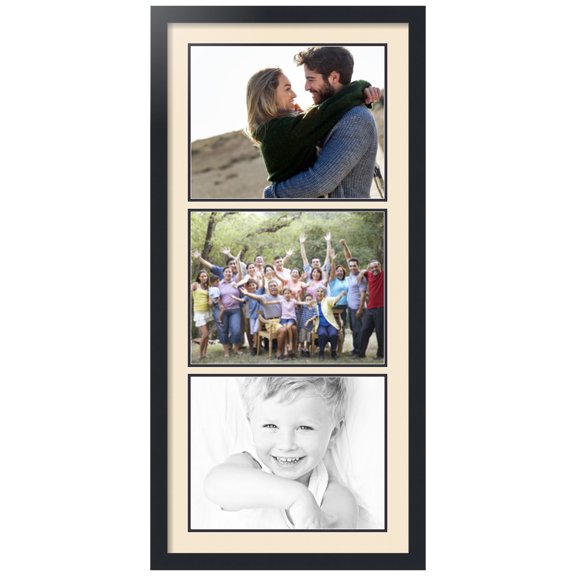 ArtToFrames Collage Photo Picture Frame with 3 - 11x14 Openings, Framed in Black with Alabaster and Black Mats (CDM-3926-901)