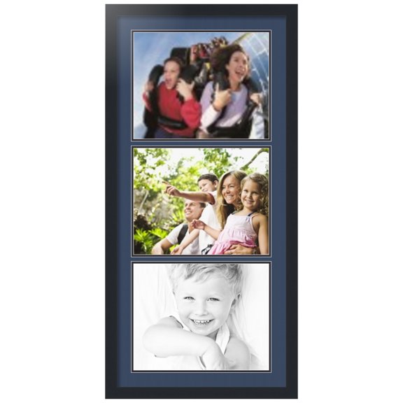 ArtToFrames Collage Photo Picture Frame with 3 - 11x14" Openings, Framed in Black with Midnight Blue and Black Mats (CDM-3926-901)