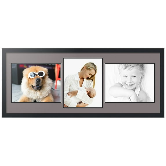 ArtToFrames Collage Photo Picture Frame with 3 - 11x14 Openings, Framed in Black with Pewter and Black Mats (CDM-3926-99)