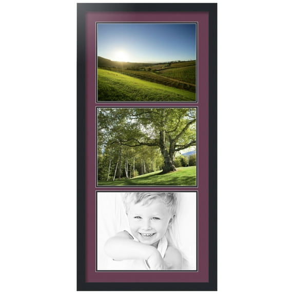 ArtToFrames Collage Photo Picture Frame with 3 - 11x14 Openings, Framed in Black with Ruby and Black Mats (CDM-3926-901)