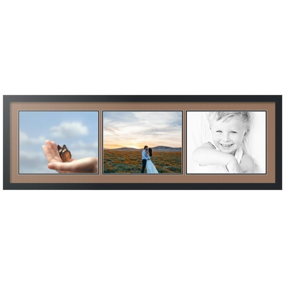 ArtToFrames Collage Photo Picture Frame with 3 - 11x14 Openings, Framed in Black with Sandpiper and Black Mats (CDM-3926-67)