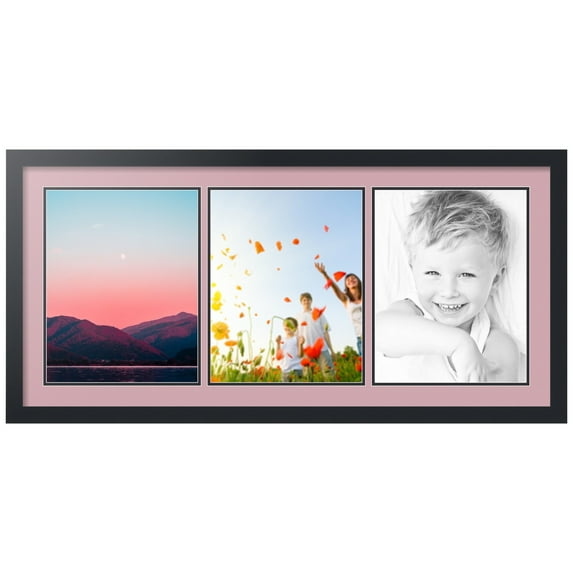 ArtToFrames Collage Photo Picture Frame with 3 - 11x14 Openings, Framed in Black with Seashell and Black Mats (CDM-3926-65)