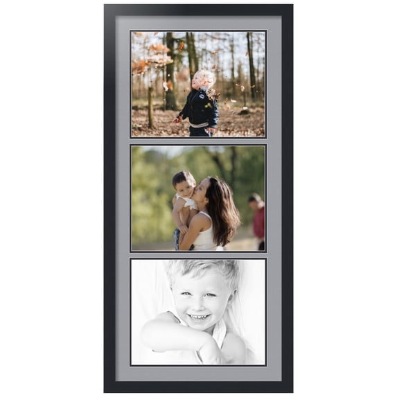 ArtToFrames Collage Photo Picture Frame with 3 - 11x14" Openings, Framed in Black with Silver and Black Mats (CDM-3926-877)