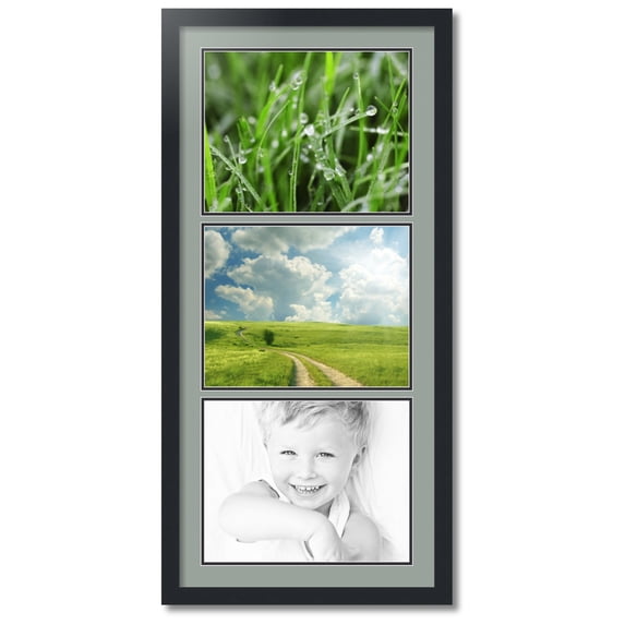 ArtToFrames Collage Photo Picture Frame with 3 - 11x14 Openings, Framed in Black with Silverpine and Black Mats (CDM-3926-901)