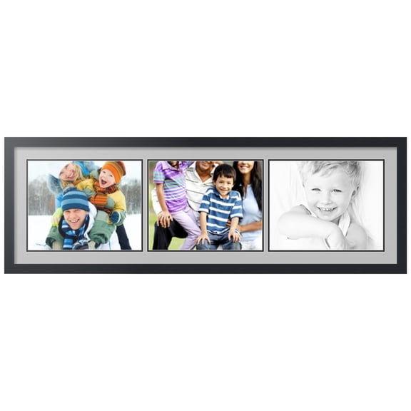 ArtToFrames Collage Photo Picture Frame with 3 - 11x14 Openings, Framed in Black with TV Grey and Black Mats (CDM-3926-67)