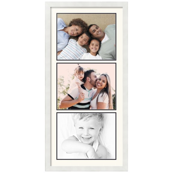 ArtToFrames Collage Photo Picture Frame with 3 - 11x14" Openings, Framed in White with Chantilly and Black Mats (CDM-3966-901)
