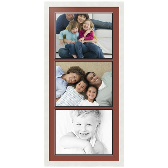 ArtToFrames Collage Photo Picture Frame with 3 - 11x14 Openings, Framed in White with Cognac and Black Mats (CDM-3966-901)