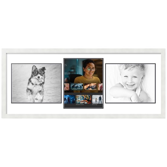 ArtToFrames Collage Photo Picture Frame with 3 - 11x14" Openings, Framed in White with Crisp and Black Mats (CDM-3966-813)