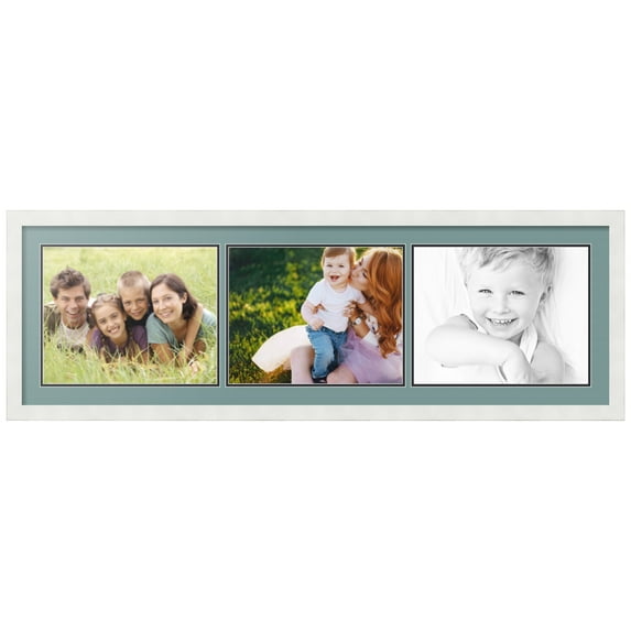 ArtToFrames Collage Photo Picture Frame with 3 - 11x14 Openings, Framed in White with Nile Green and Black Mats (CDM-3966-67)