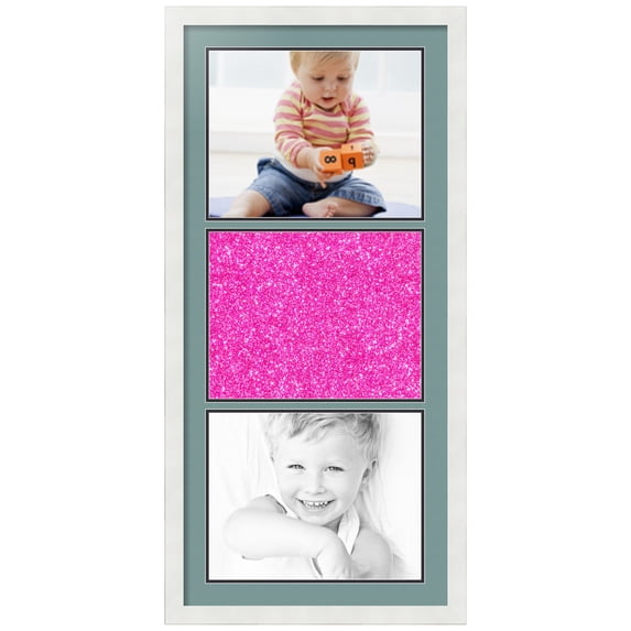 ArtToFrames Collage Photo Picture Frame with 3 - 11x14" Openings, Framed in White with Nile Green and Black Mats (CDM-3966-901)
