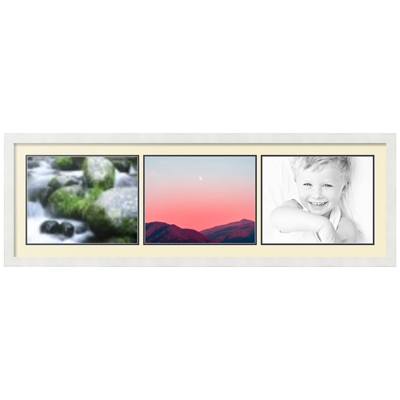 ArtToFrames Collage Photo Picture Frame with 3 - 11x14" Openings, Framed in White with Oyster and Black Mats (CDM-3966-882)
