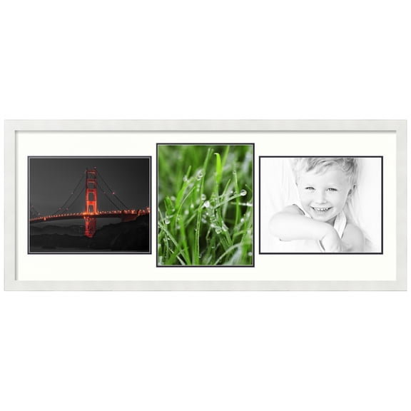 ArtToFrames Collage Photo Picture Frame with 3 - 11x14 Openings, Framed in White with Porcelain and Black Mats (CDM-3966-99)