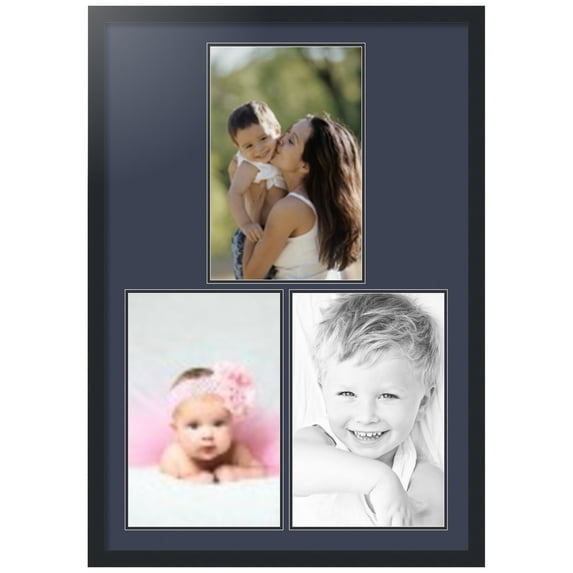 ArtToFrames Collage Photo Picture Frame with 3 - 11x17 Openings, Framed in Black with Blue Jay and Black Mats (CDM-3926-82)