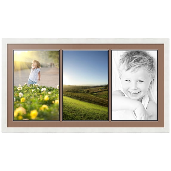 ArtToFrames Collage Photo Picture Frame with 3 - 11x17 Openings, Framed in White with Sandpiper and Black Mats (CDM-3966-65)