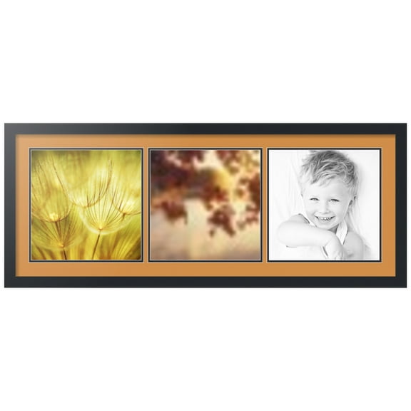 ArtToFrames Collage Photo Picture Frame with 3 - 12x12" Openings, Framed in Black with Amber and Black Mats (CDM-3926-1554)