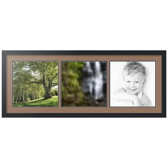 ArtToFrames Collage Photo Picture Frame with 3 - 12x12 Openings, Framed in Black with Sandpiper and Black Mats (CDM-3926-66)