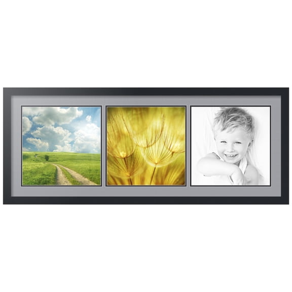 ArtToFrames Collage Photo Picture Frame with 3 - 12x12" Openings, Framed in Black with Silver and Black Mats (CDM-3926-1554)