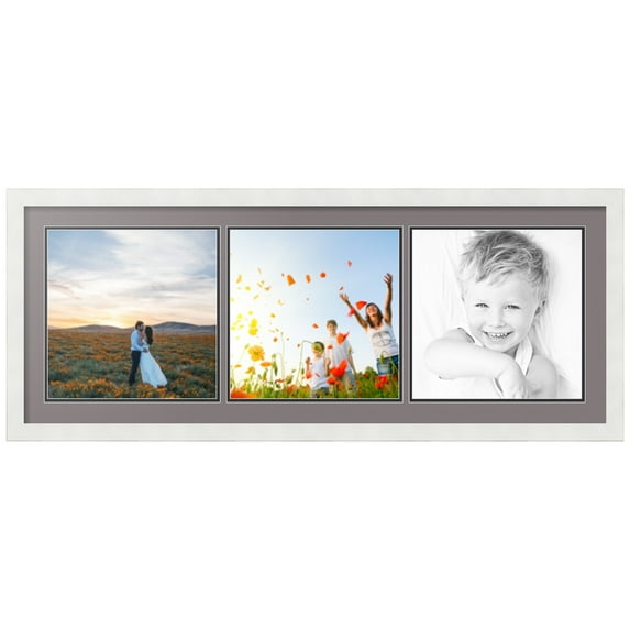 ArtToFrames Collage Photo Picture Frame with 3 - 12x12 Openings, Framed in White with Pewter and Black Mats (CDM-3966-66)