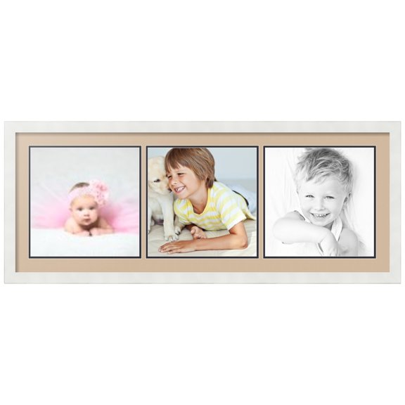 ArtToFrames Collage Photo Picture Frame with 3 - 12x12" Openings, Framed in White with Scotch Mist and Black Mats (CDM-3966-66)