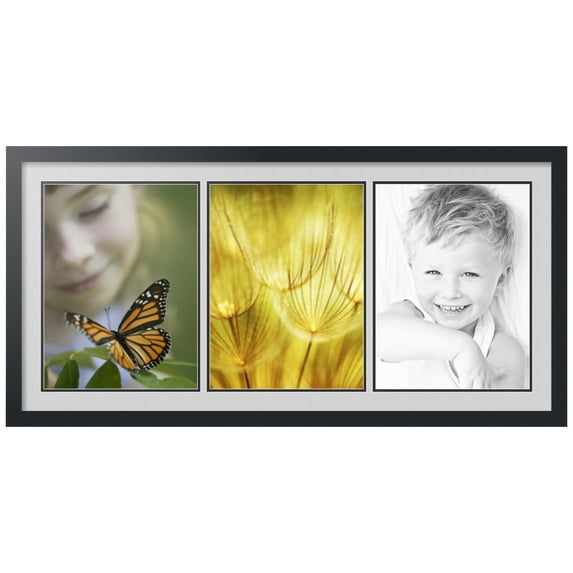 ArtToFrames Collage Photo Picture Frame with 3 - 12x16 Openings, Framed in Black with Candlewick and Black Mats (CDM-3926-65)