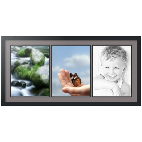 ArtToFrames Collage Photo Picture Frame with 3 - 12x16 Openings, Framed in Black with Pewter and Black Mats (CDM-3926-65)