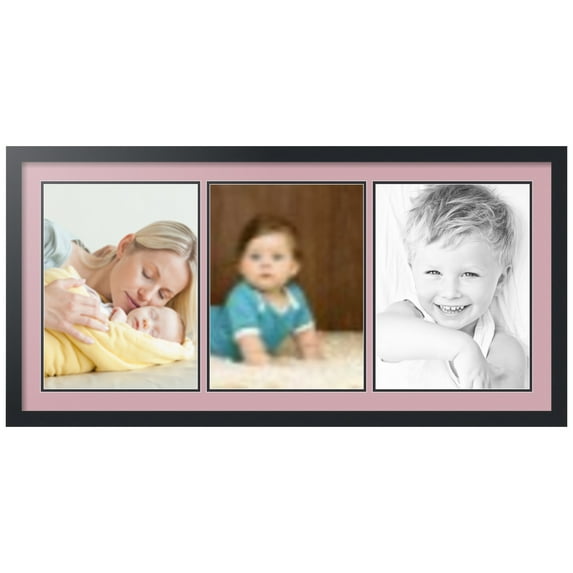 ArtToFrames Collage Photo Picture Frame with 3 - 12x16 Openings, Framed in Black with Seashell and Black Mats (CDM-3926-65)