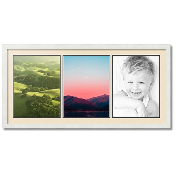 ArtToFrames Collage Photo Picture Frame with 3 - 12x16 Openings, Framed in White with French Creme and Black Mats (CDM-3966-65)