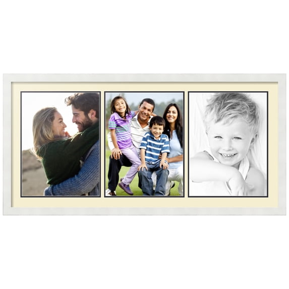 ArtToFrames Collage Photo Picture Frame with 3 - 12x16" Openings, Framed in White with Oyster and Black Mats (CDM-3966-1430)