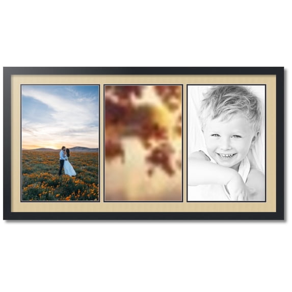 ArtToFrames Collage Photo Picture Frame with 3 - 12x18" Openings, Framed in Black with Green Whisper and Black Mats (CDM-3926-1539)