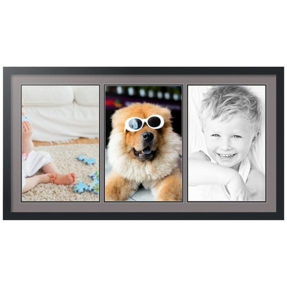 ArtToFrames Collage Photo Picture Frame with 3 - 12x18" Openings, Framed in Black with Pewter and Black Mats (CDM-3926-1539)