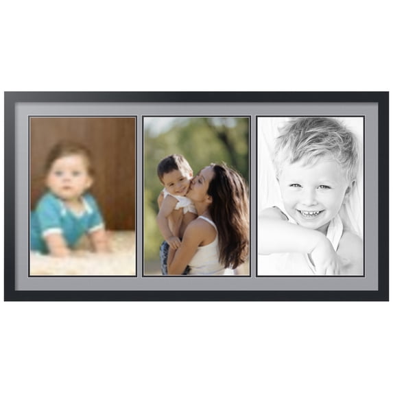 ArtToFrames Collage Photo Picture Frame with 3 - 12x18" Openings, Framed in Black with Silver and Black Mats (CDM-3926-1539)