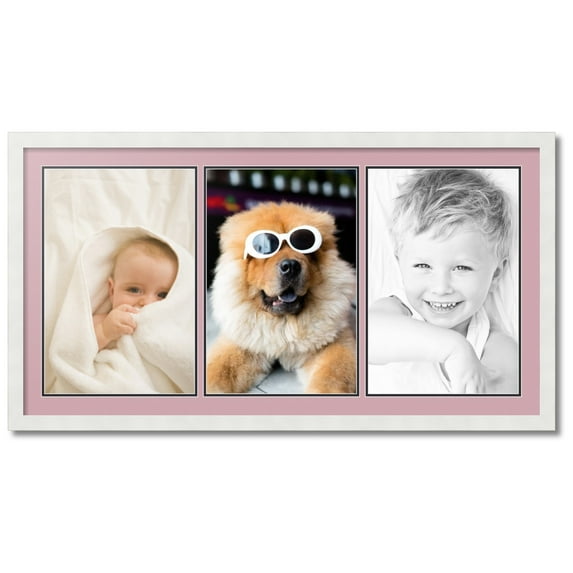 ArtToFrames Collage Photo Picture Frame with 3 - 12x18" Openings, Framed in White with Seashell and Black Mats (CDM-3966-65)