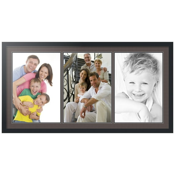 ArtToFrames Collage Photo Picture Frame with 3 - 13x19 Openings, Framed in Black with Chestnut and Black Mats (CDM-3926-65)