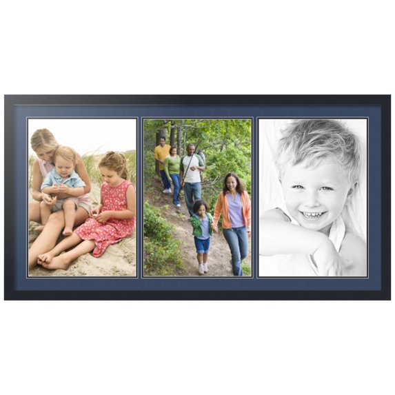 ArtToFrames Collage Photo Picture Frame with 3 - 13x19 Openings, Framed in Black with Midnight Blue and Black Mats (CDM-3926-65)