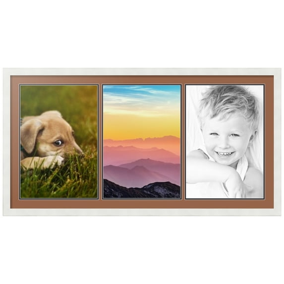 ArtToFrames Collage Photo Picture Frame with 3 - 13x19" Openings, Framed in White with Paloma and Black Mats (CDM-3966-65)