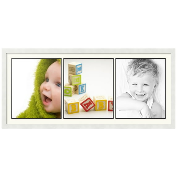 ArtToFrames Collage Photo Picture Frame with 3 - 14x17 Openings, Framed in White with Chantilly and Black Mats (CDM-3966-65)