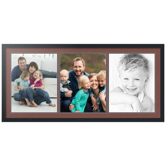 ArtToFrames Collage Photo Picture Frame with 3 - 14x18" Openings, Framed in Black with Brique and Black Mats (CDM-3926-1544)