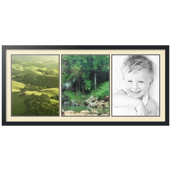ArtToFrames Collage Photo Picture Frame with 3 - 14x18" Openings, Framed in Black with Cream and Black Mats (CDM-3926-1544)