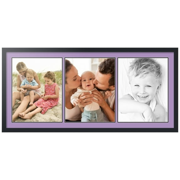 ArtToFrames Collage Photo Picture Frame with 3 - 14x18 Openings, Framed in Black with Lavender Mist and Black Mats (CDM-3926-65)