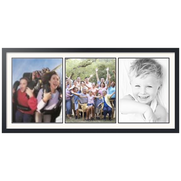 ArtToFrames Collage Photo Picture Frame with 3 - 14x18" Openings, Framed in Black with White and Black Mats (CDM-3926-1544)